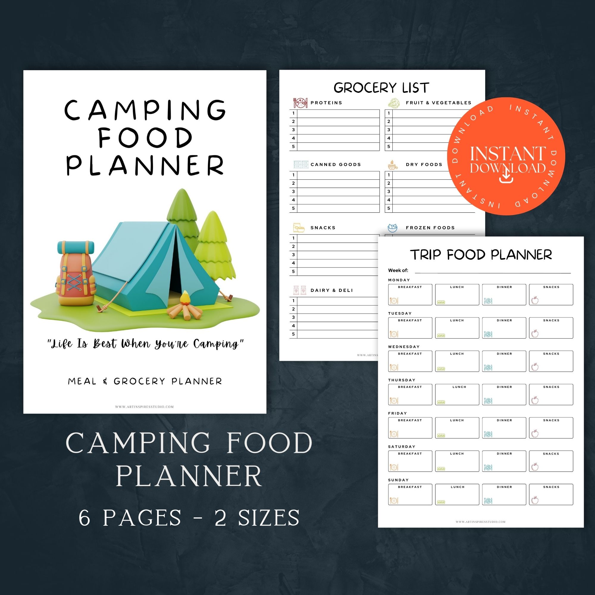 Camping Food Planner - Art Inspires Studio